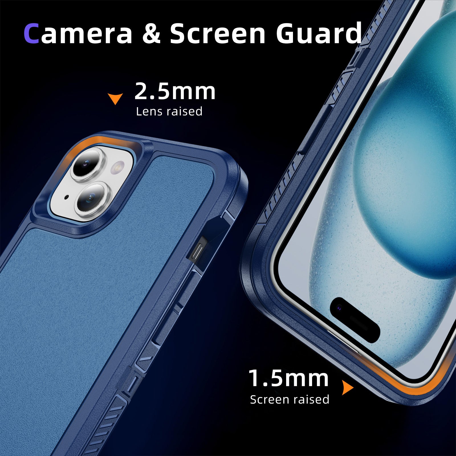 For iPhone 15 Plus / 14 Plus Case TPU+PC Phone Cover Non-slip Side Edge For iPhone 15 Plus / 14 Plus Case TPU+PC Phone Cover Non-slip Side Edge